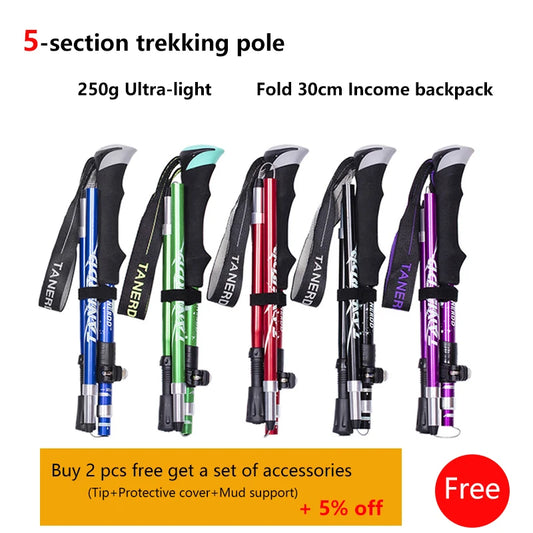 5-Section Telescopic  Hiking Walking-Stick  Easy