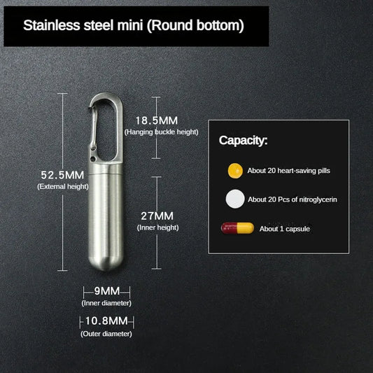 Portable Mini Stainless Steel  Waterproof Pill Container
