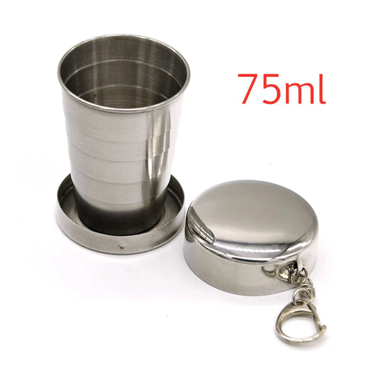 75/150/250ML  Outdoor Camping Retractable Stainless-Steel Cup