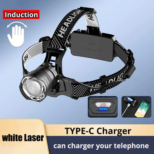 12000000 Lumens  Powerful Sensor  TYPE-C Rechargeable Head Torch